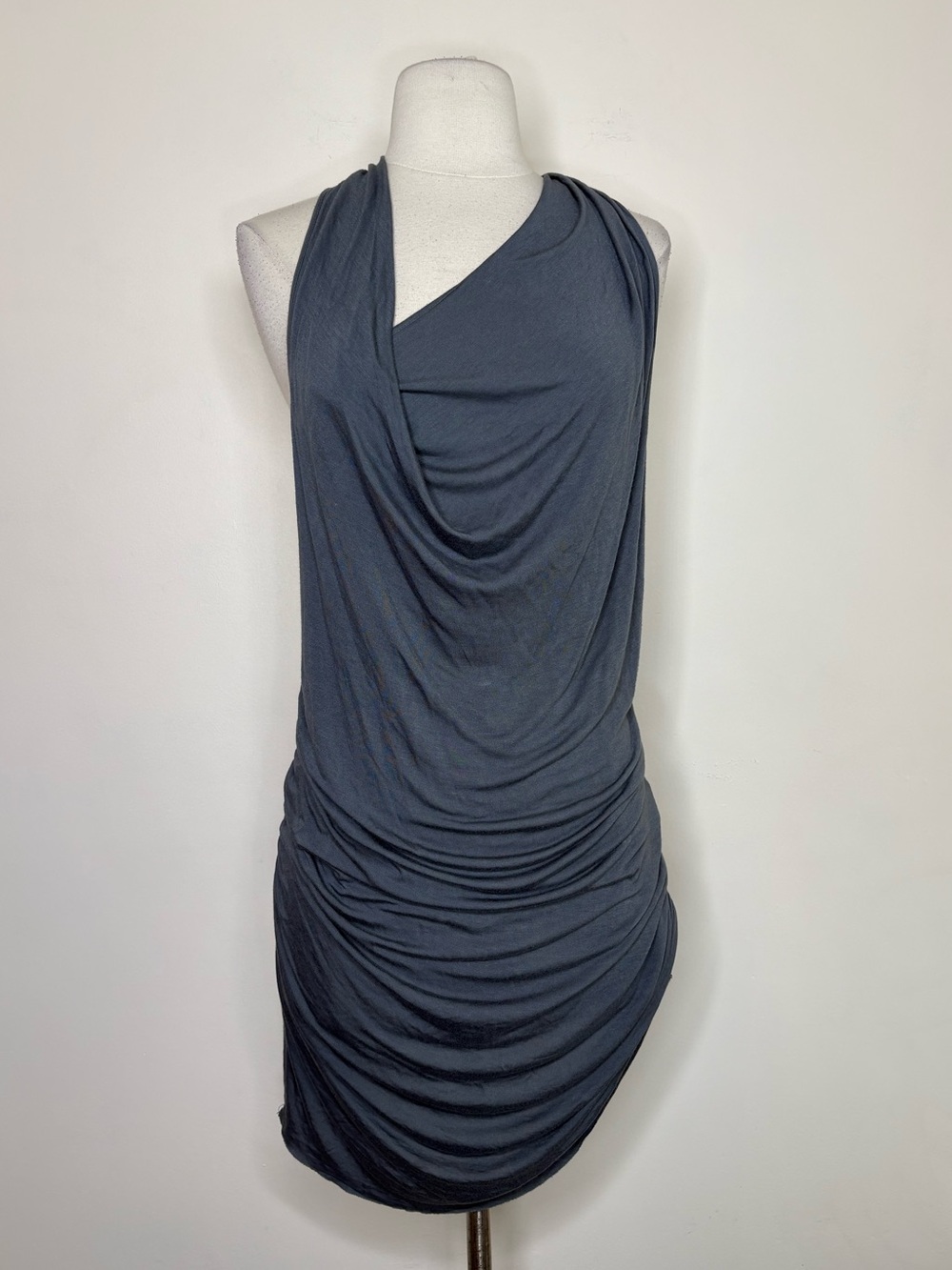 Helmut Lang Charcoal Asymmetrical Dress Y2K Tunic Draped